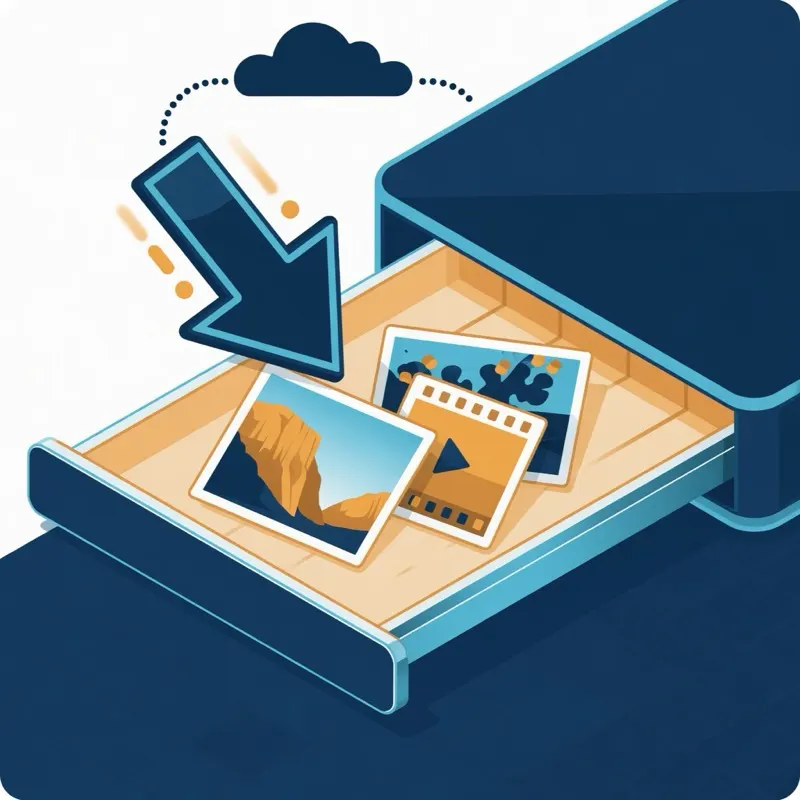 Illustration of downloading original media